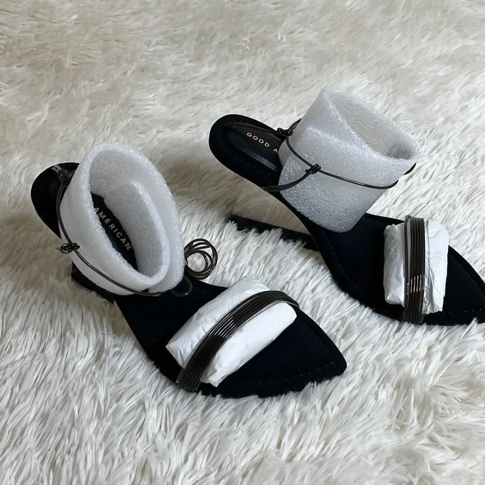 Good American Cinder-F*-Rella Wedge Lucite Heels Size 7.5 New - Picture 4 of 11